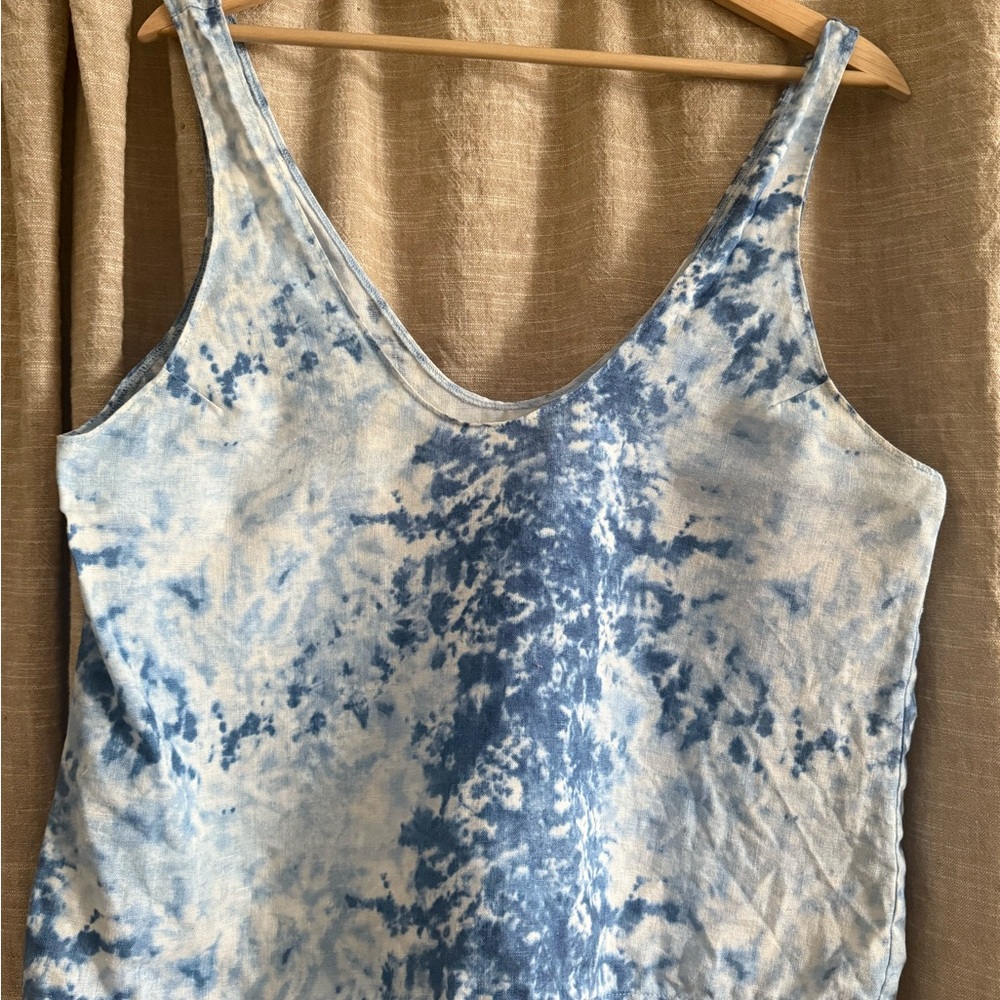 Reformation Blue Tie Dye Linen Tank size M